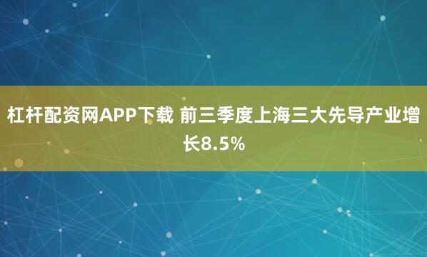 杠杆配资网APP下载 前三季度上海三大先导产业增长8.5%